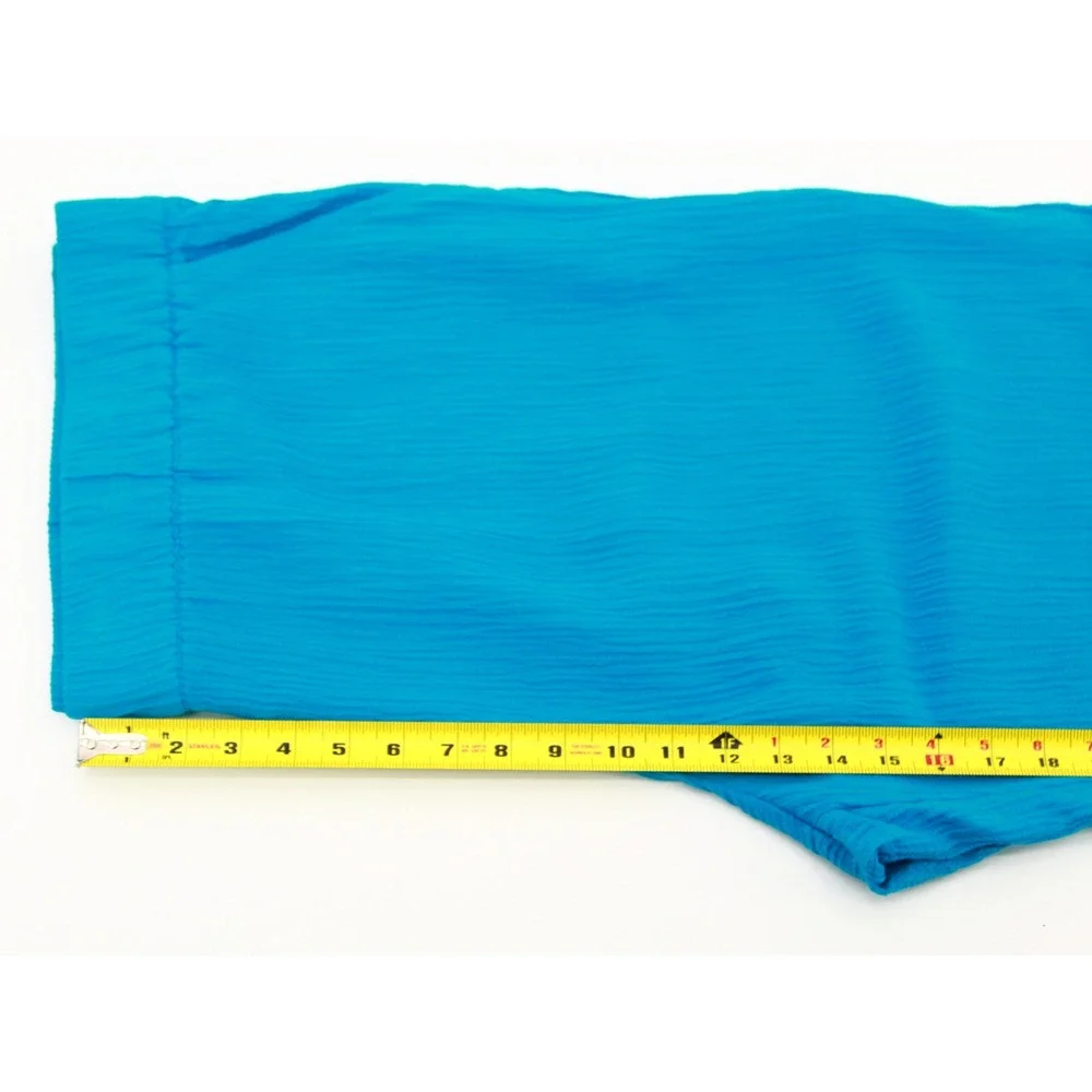 Soft Surroundings OCEO Crinkle Gauze Pants 2X Blue Wide Leg Elastic Waist NWOT